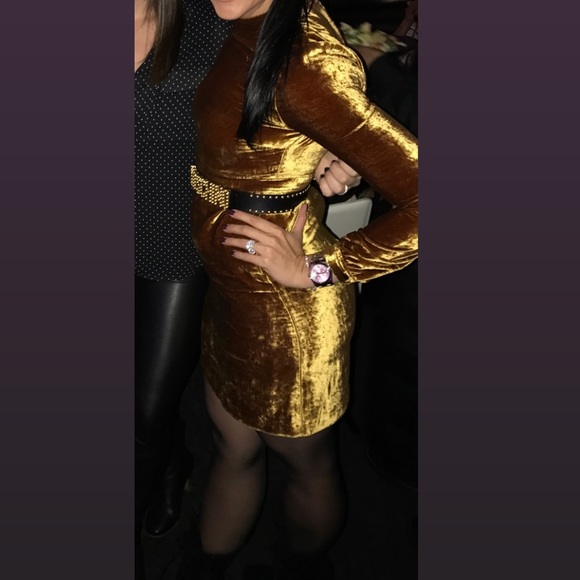 A.L.C. Gold velvet mini dress - Picture 2 of 4